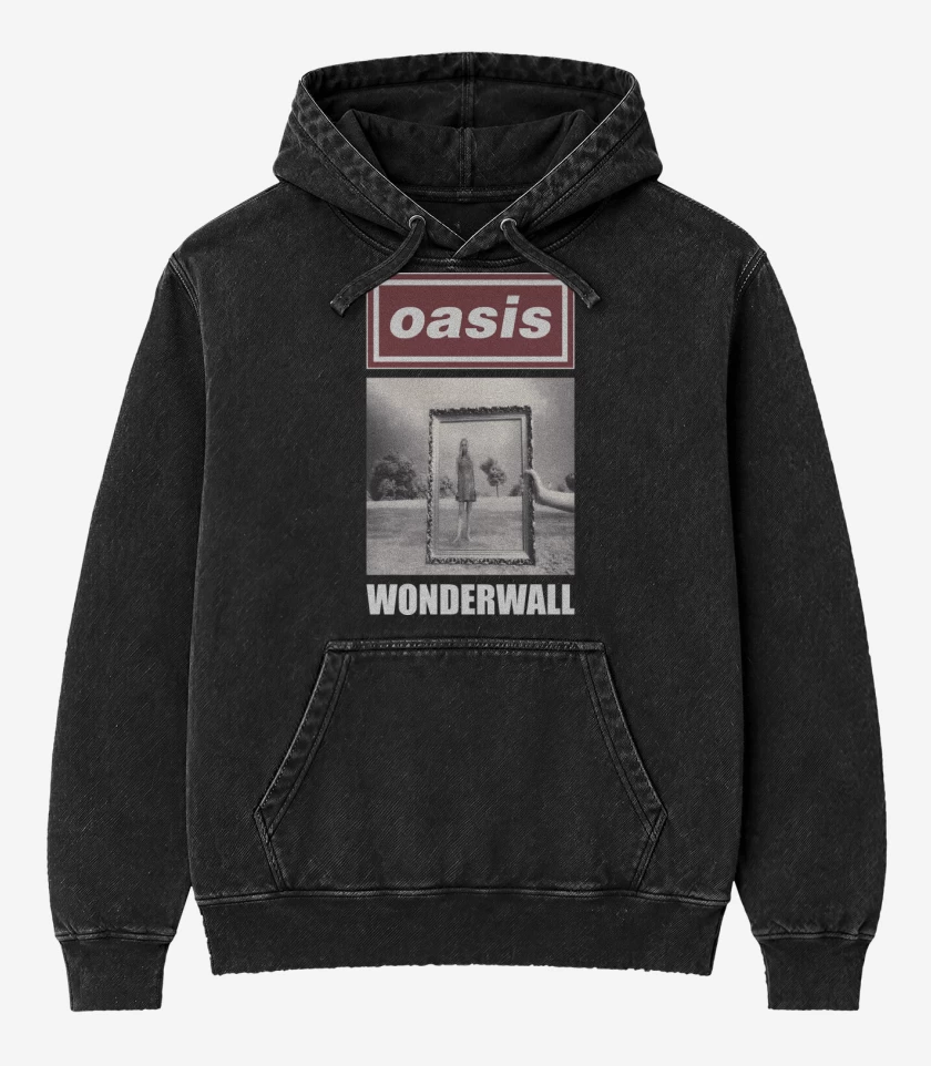 Poleron Canguro Acid Wash Negro de Oasis Wonderwall