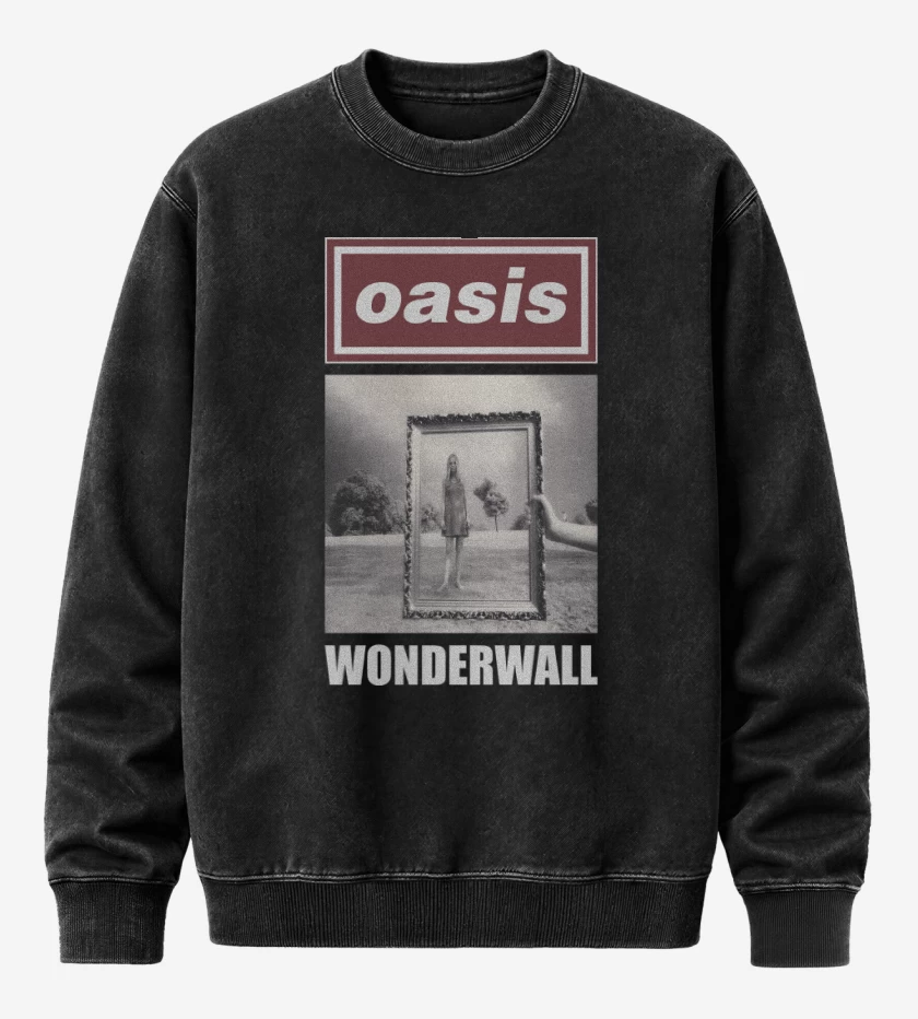 Poleron Polo Acid Wash Negro de Oasis Wonderwall