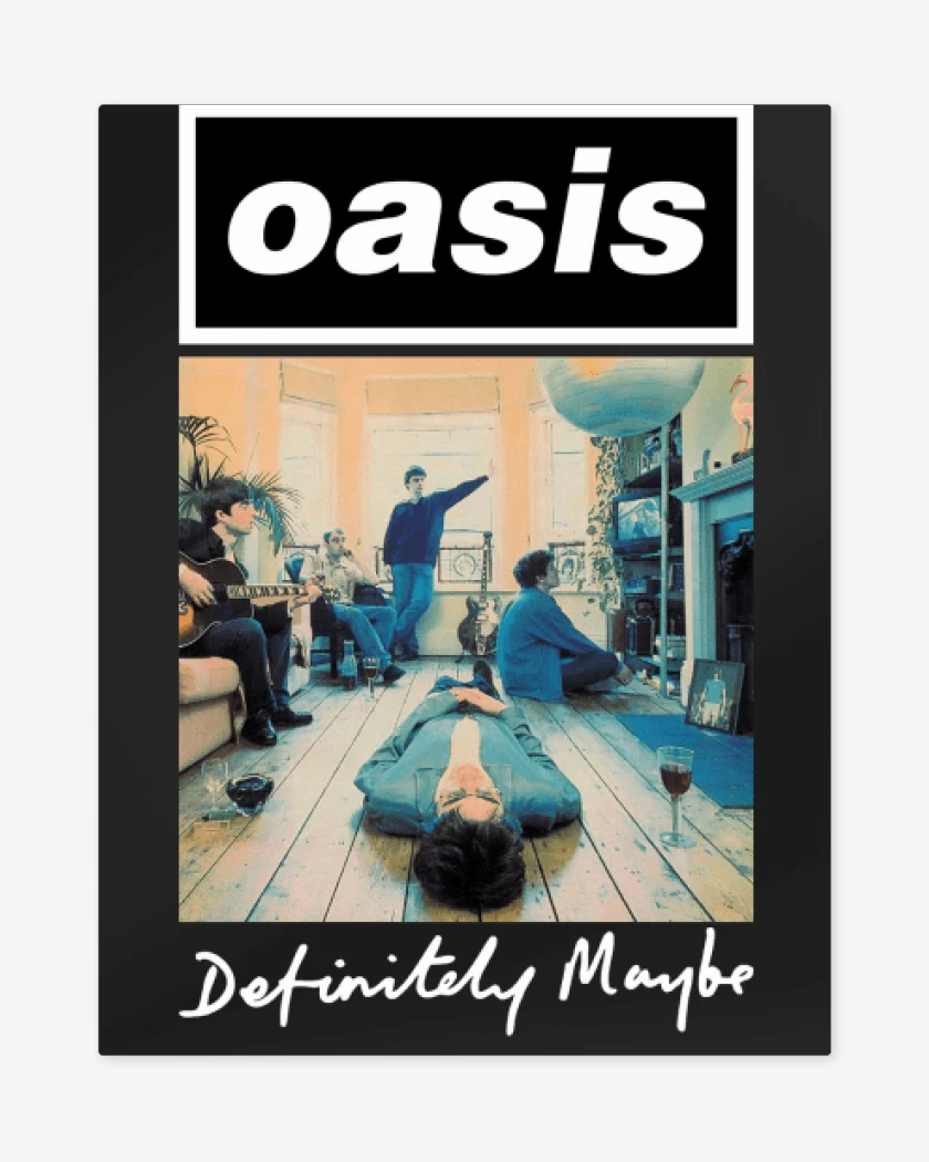 Print metalico Negro de Oasis Definitely Maybe