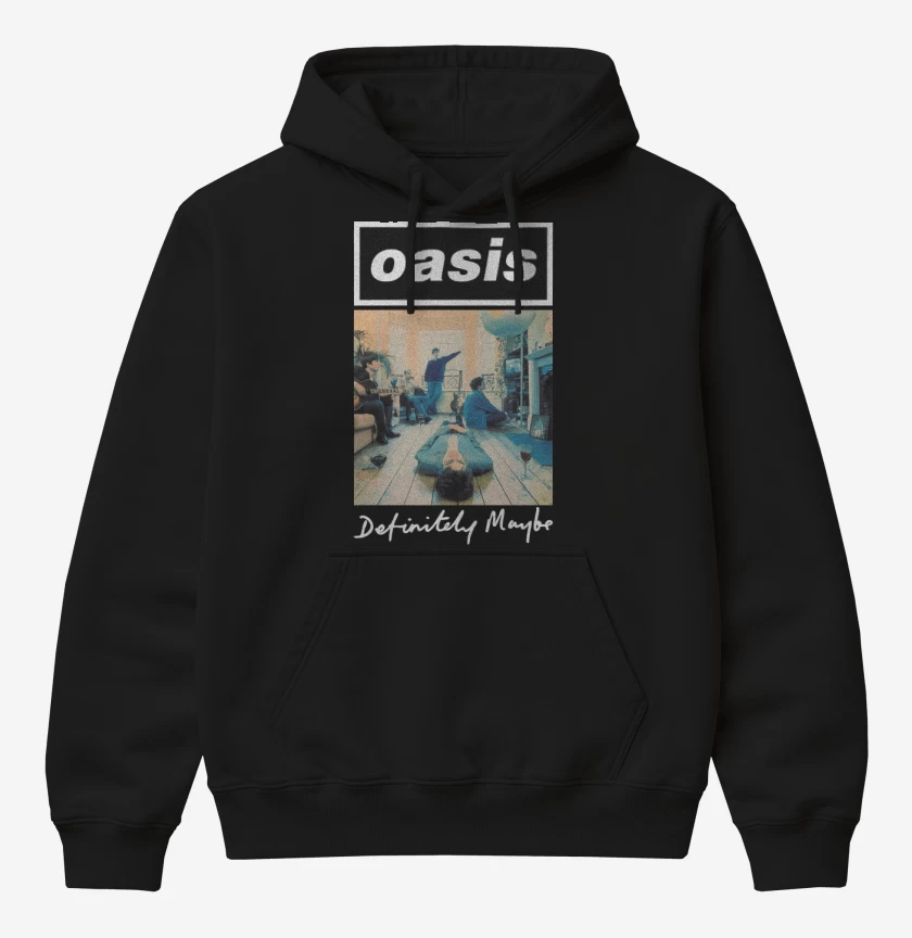Poleron Canguro básico Negro de Oasis Definitely Maybe