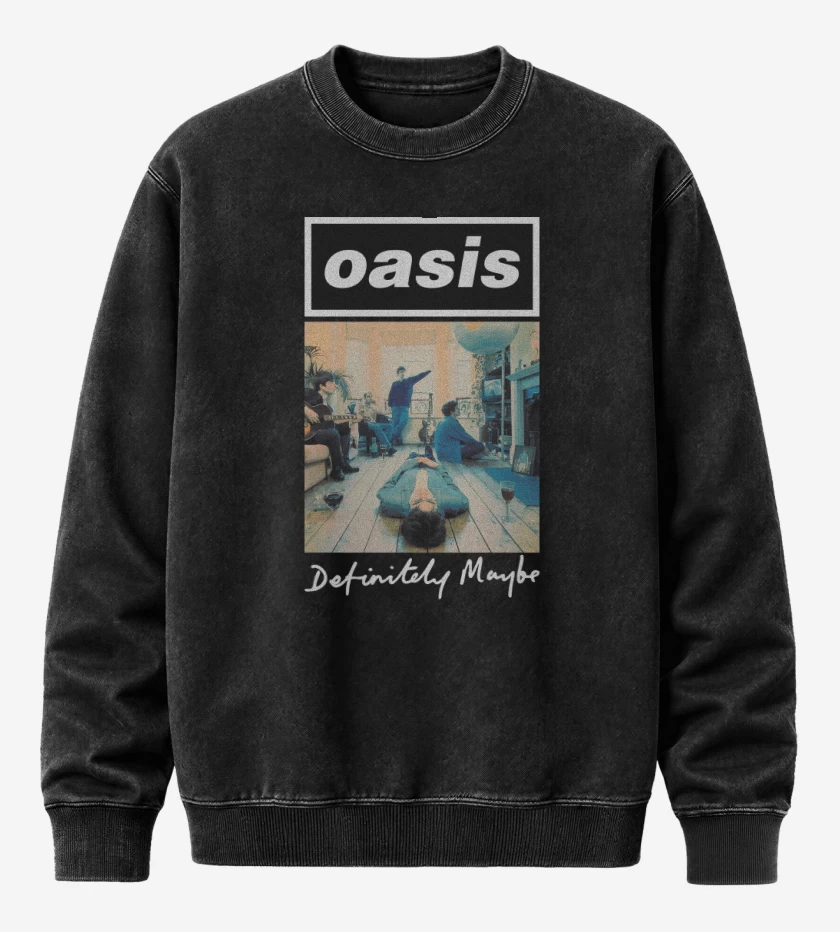 Poleron Polo Acid Wash Negro de Oasis Definitely Maybe