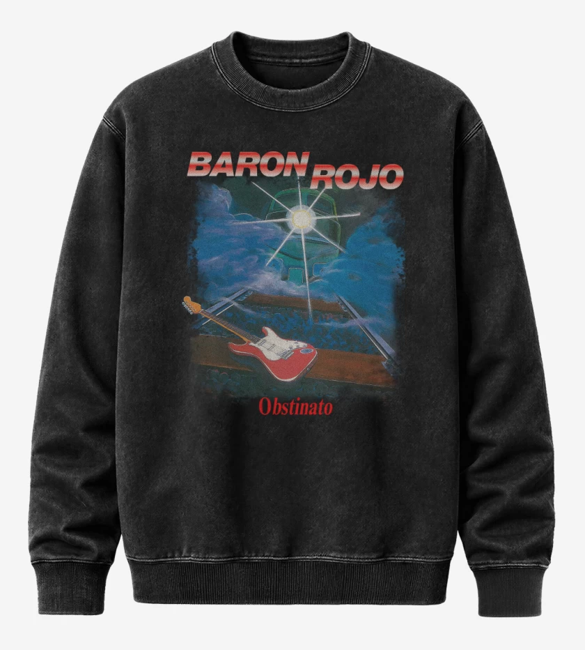 Poleron Polo Acid Wash Negro de Baron Rojo Obstinato
