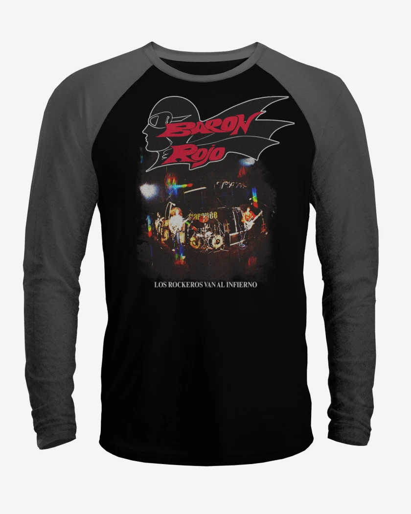 Polera Raglan Baron Rojo Los Rockeros van al Infierno