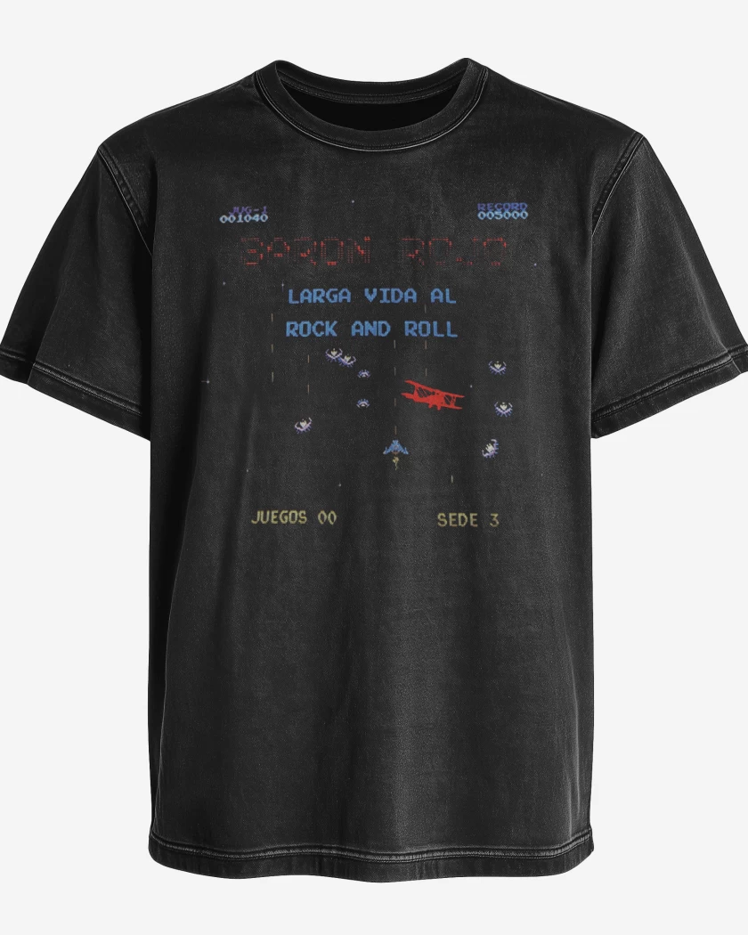 Polera desgastada Baron Rojo Larga Vida al Rock and Roll