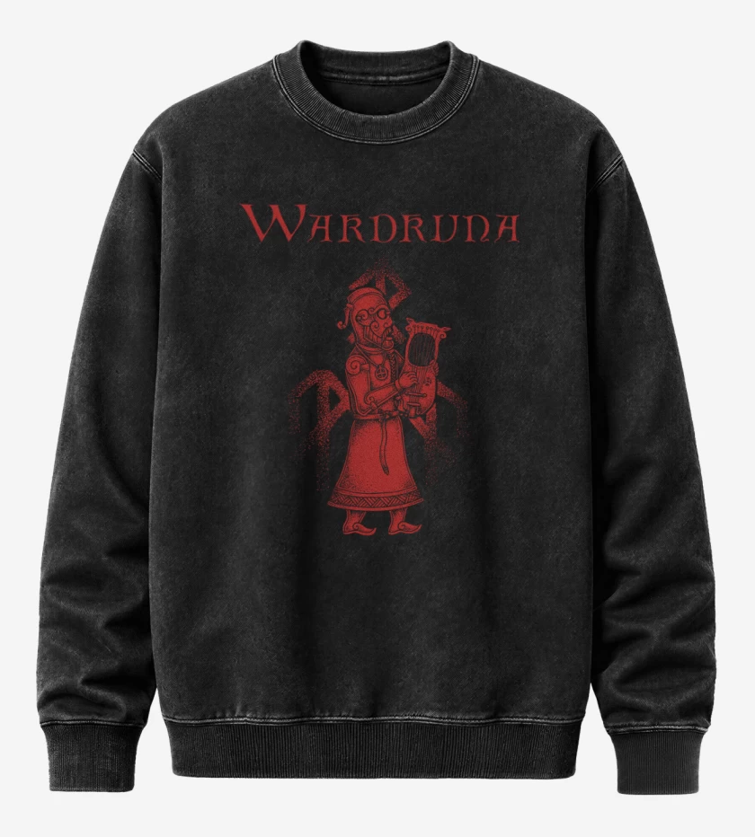 Poleron Polo Acid Wash Negro de Wardruna Skald