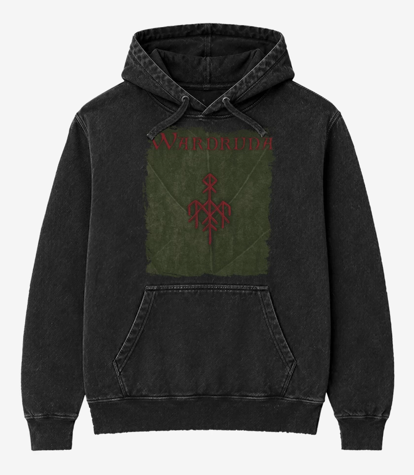 Poleron Canguro Acid Wash Negro de Wardruna Yggdrasil