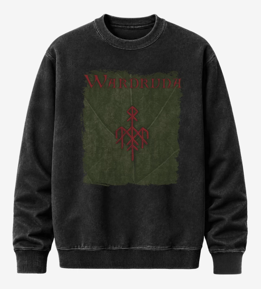 Poleron Polo Acid Wash Negro de Wardruna Yggdrasil