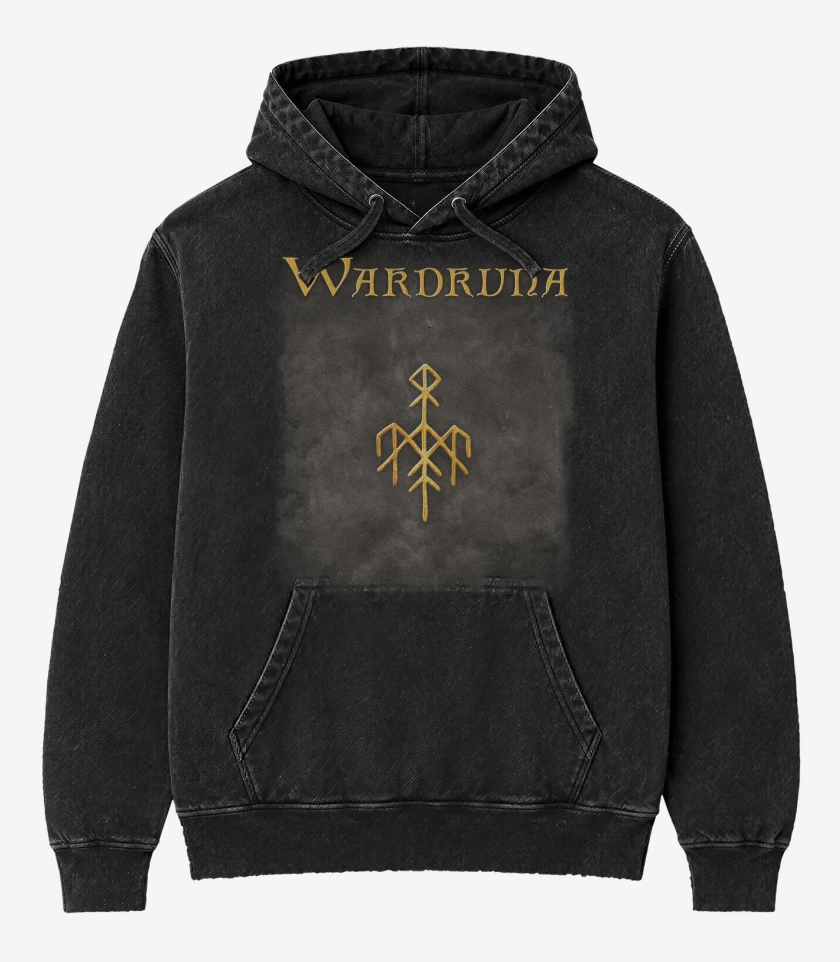 Poleron Canguro Acid Wash Negro de Wardruna Ragnarok