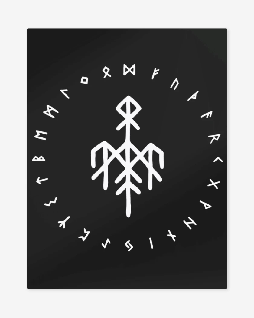 Print metalico Negro de Wardruna Futhark