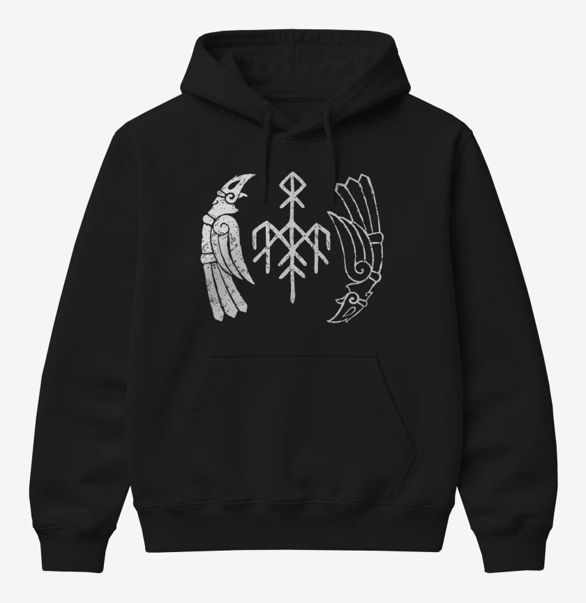 Poleron Canguro básico Negro de Wardruna Cuervos