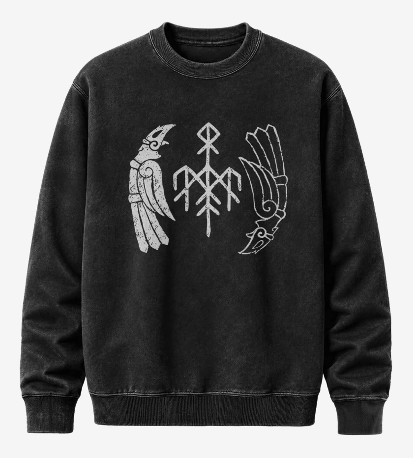 Poleron Polo Acid Wash Negro de Wardruna Cuervos