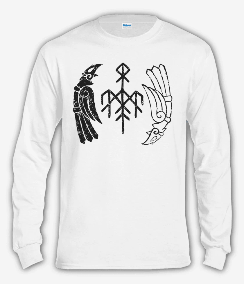 Polera manga larga Blanco de Wardruna Cuervos Blanco