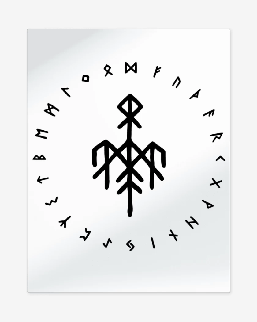 Print metalico Blanco de Wardruna Futhark Blanco