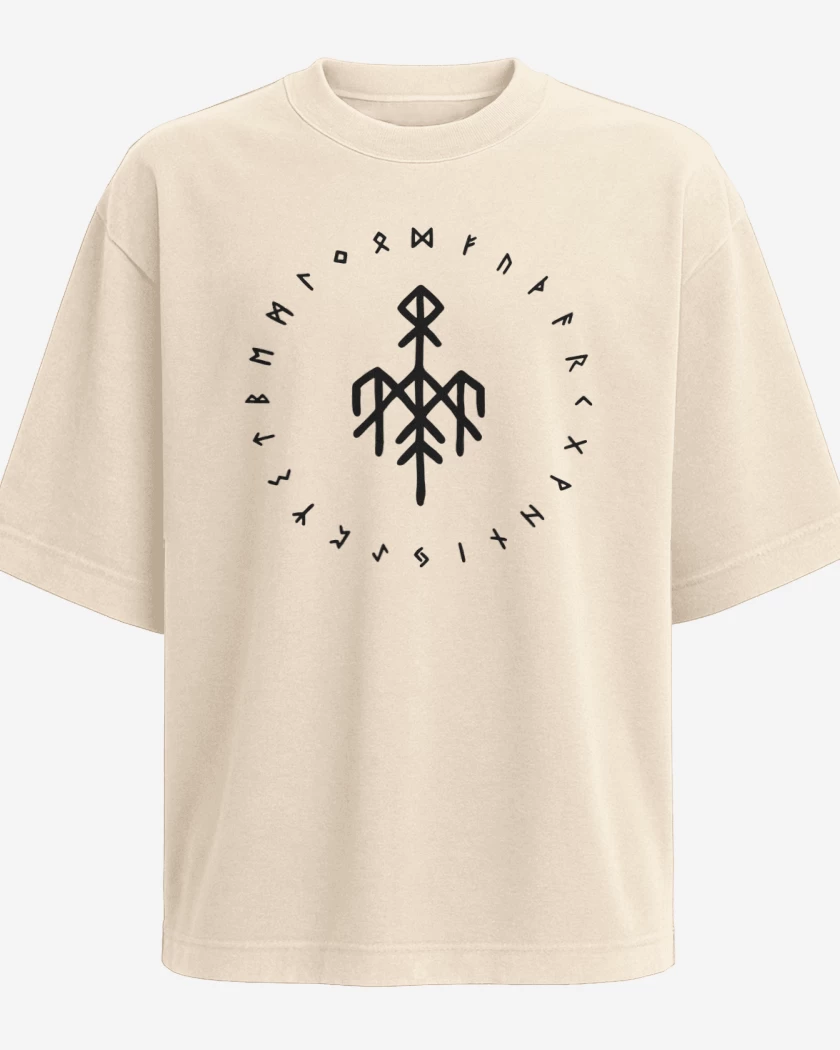 Polera Oversize Wardruna Futhark Blanco
