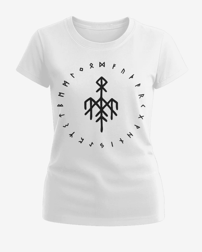 Polera de Mujer Wardruna Futhark Blanco