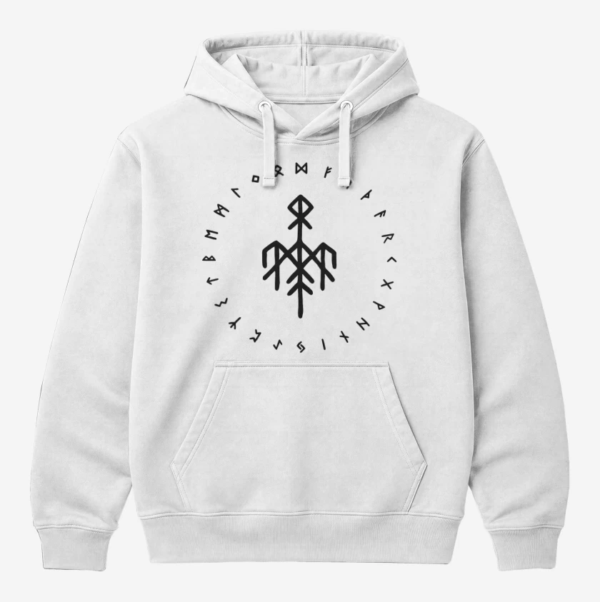 Polerón Canguro Blanco de Wardruna Futhark Blanco