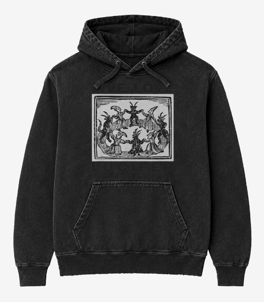 Poleron Canguro Acid Wash Negro de Live Love Lucifer