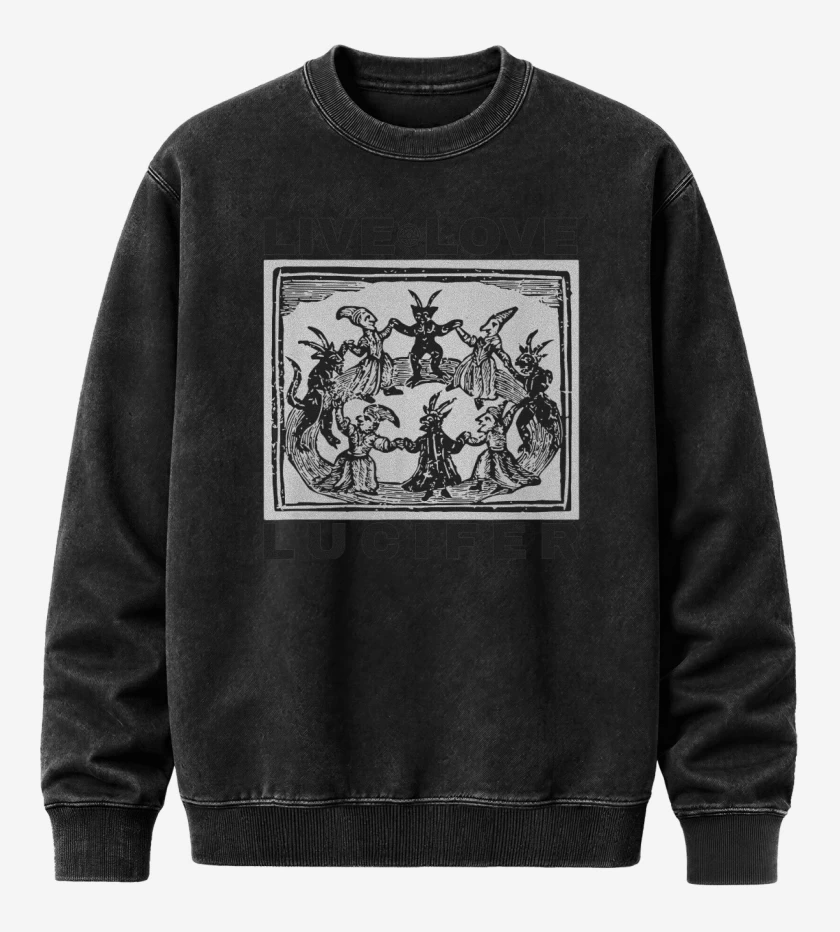 Poleron Polo Acid Wash Negro de Live Love Lucifer