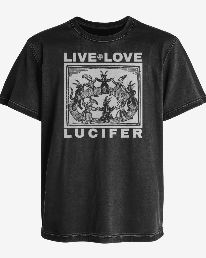 Polera desgastada Negro de Live Love Lucifer B
