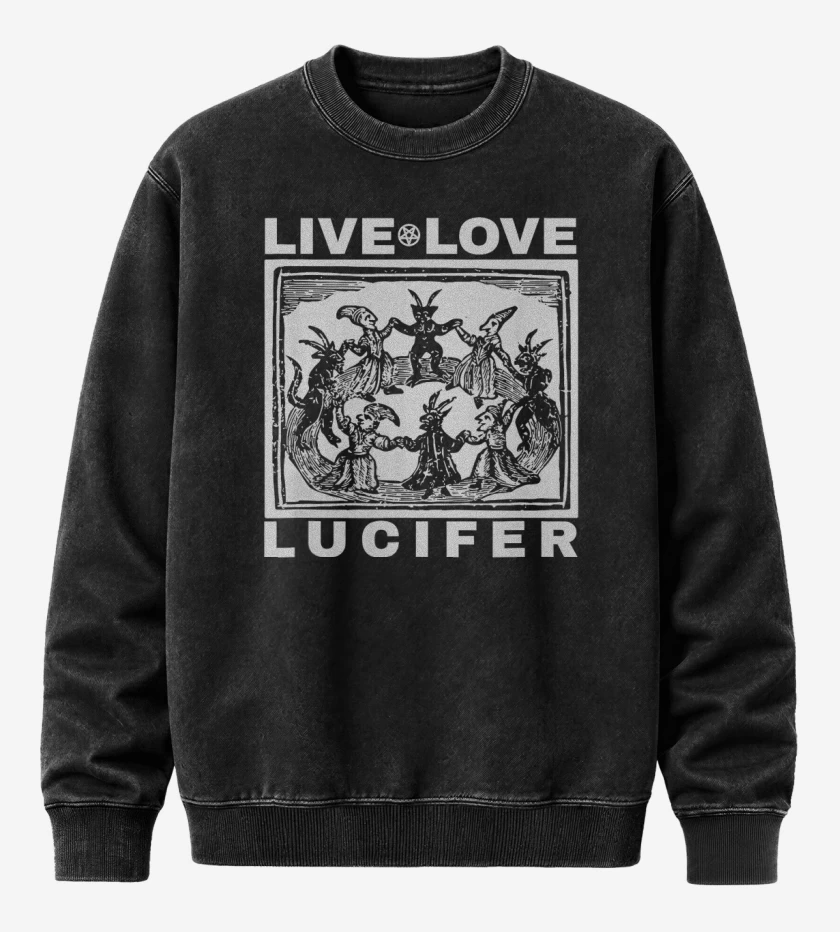 Poleron Polo Acid Wash Negro de Live Love Lucifer B