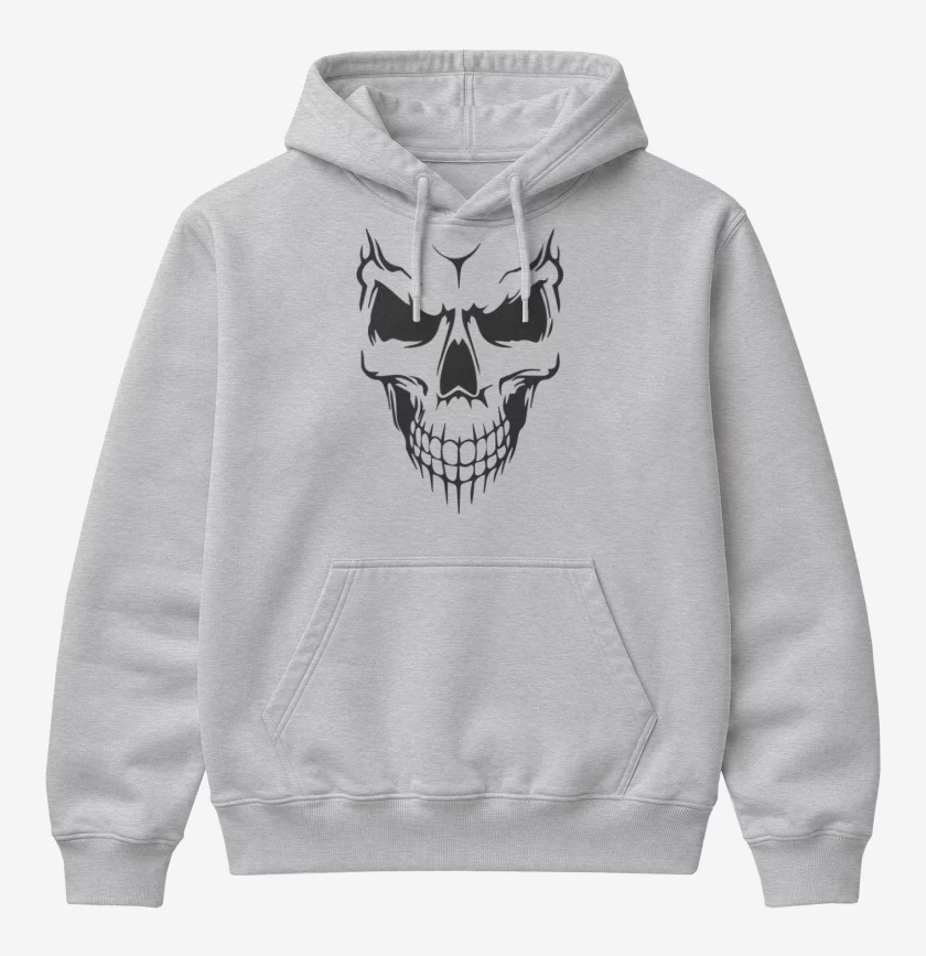 Poleron Canguro básico Gris Melange de Calavera 2