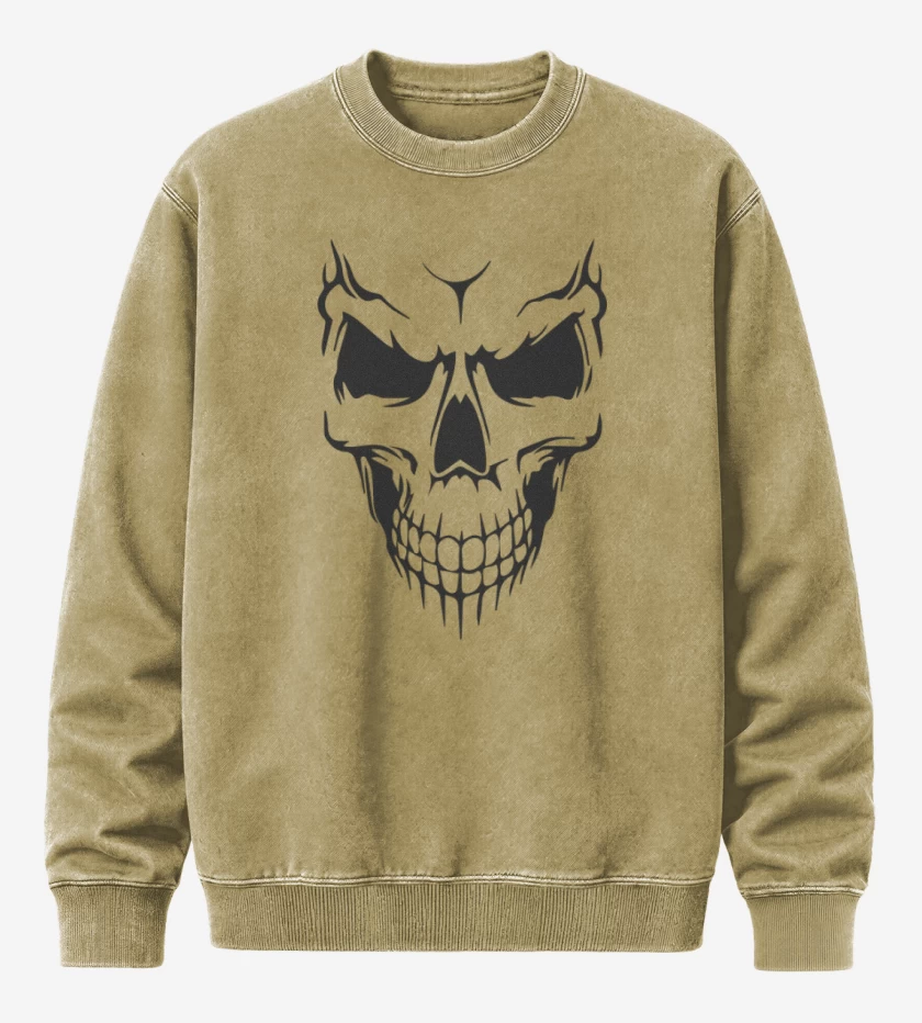 Poleron Polo Acid Wash Beige de Calavera 2