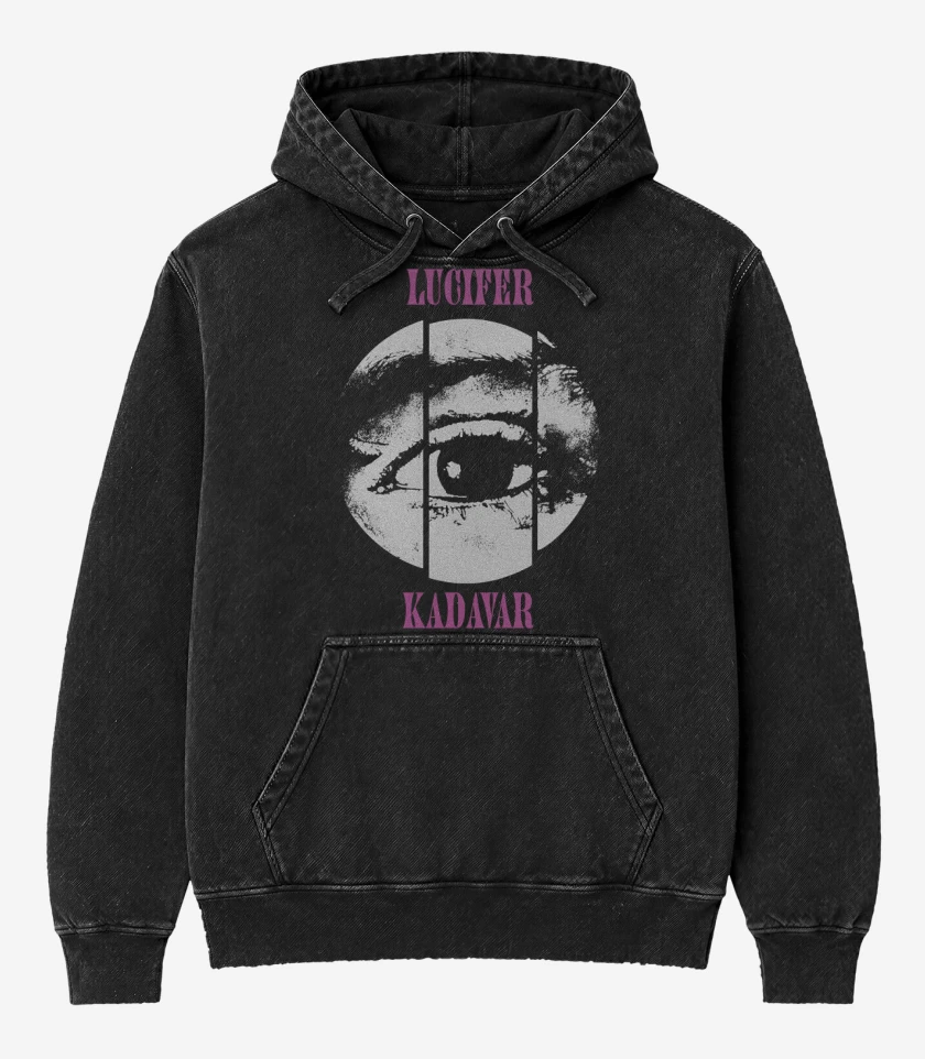 Poleron Canguro Acid Wash Negro de Lucifer Kadavar