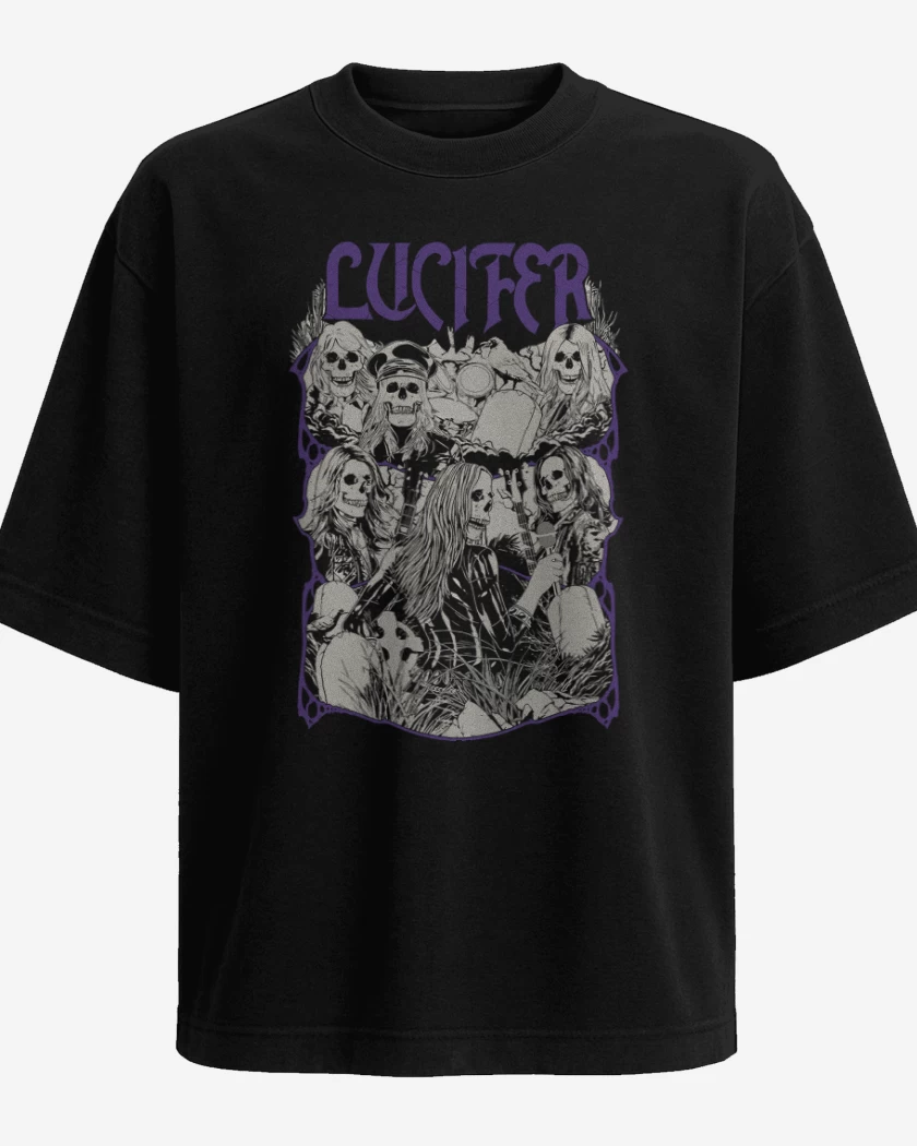Polera Oversize Negro de Lucifer Undead