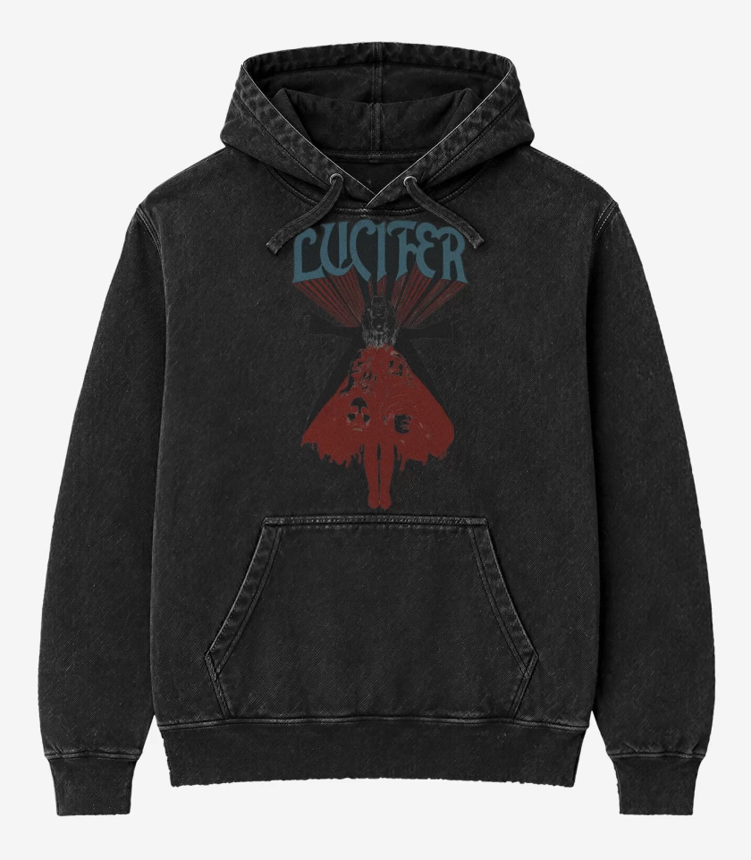 Poleron Canguro Acid Wash Negro de Lucifer