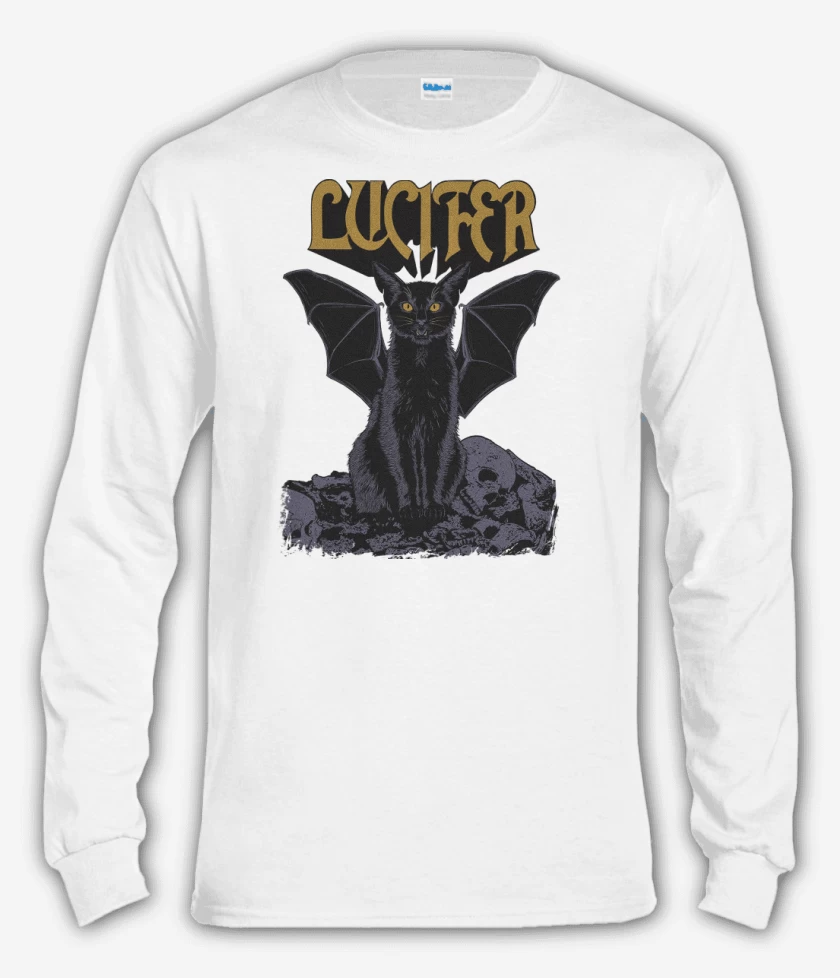 Polera manga larga Blanco de Lucifer Black Cat