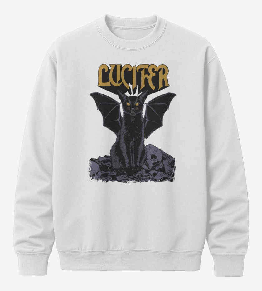 Poleron polo Blanco de Lucifer Black Cat