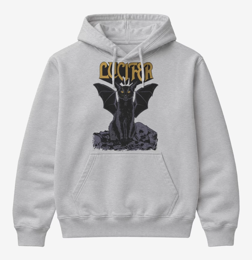 Poleron Canguro básico Gris Melange de Lucifer Black Cat