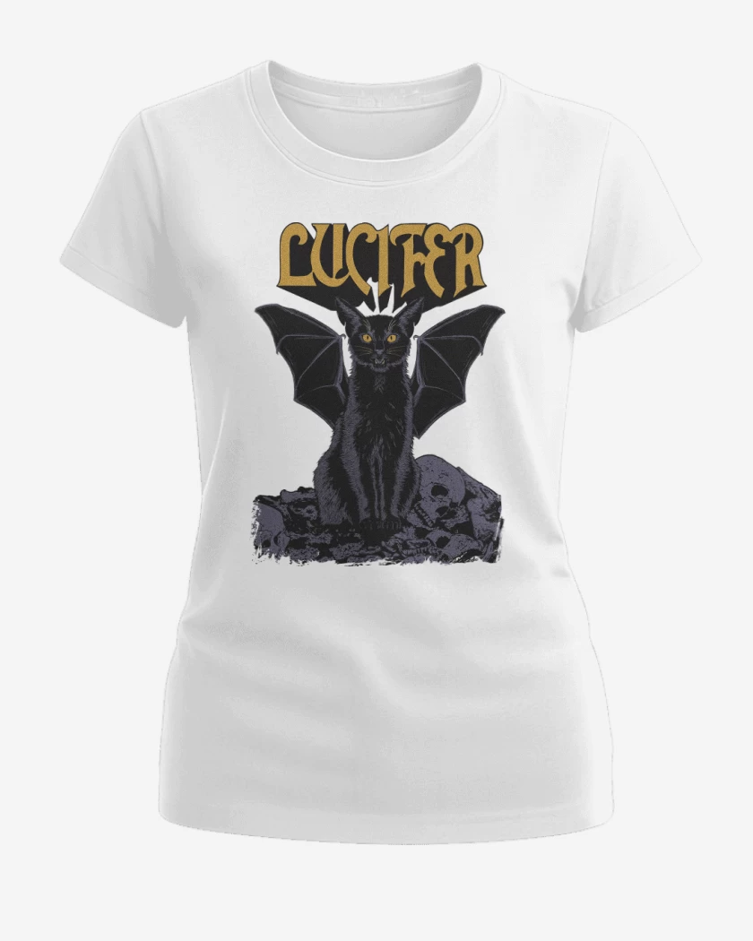 Polera de Mujer Blanco de Lucifer Black Cat