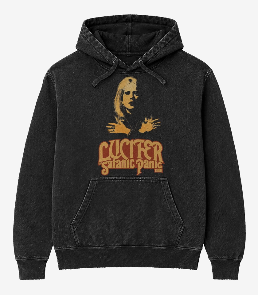 Poleron Canguro Acid Wash Negro de Satanic Panic