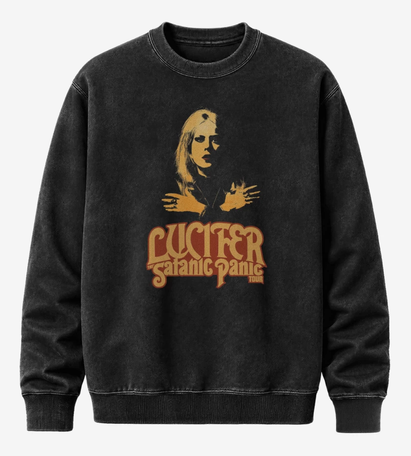 Poleron Polo Acid Wash Negro de Satanic Panic