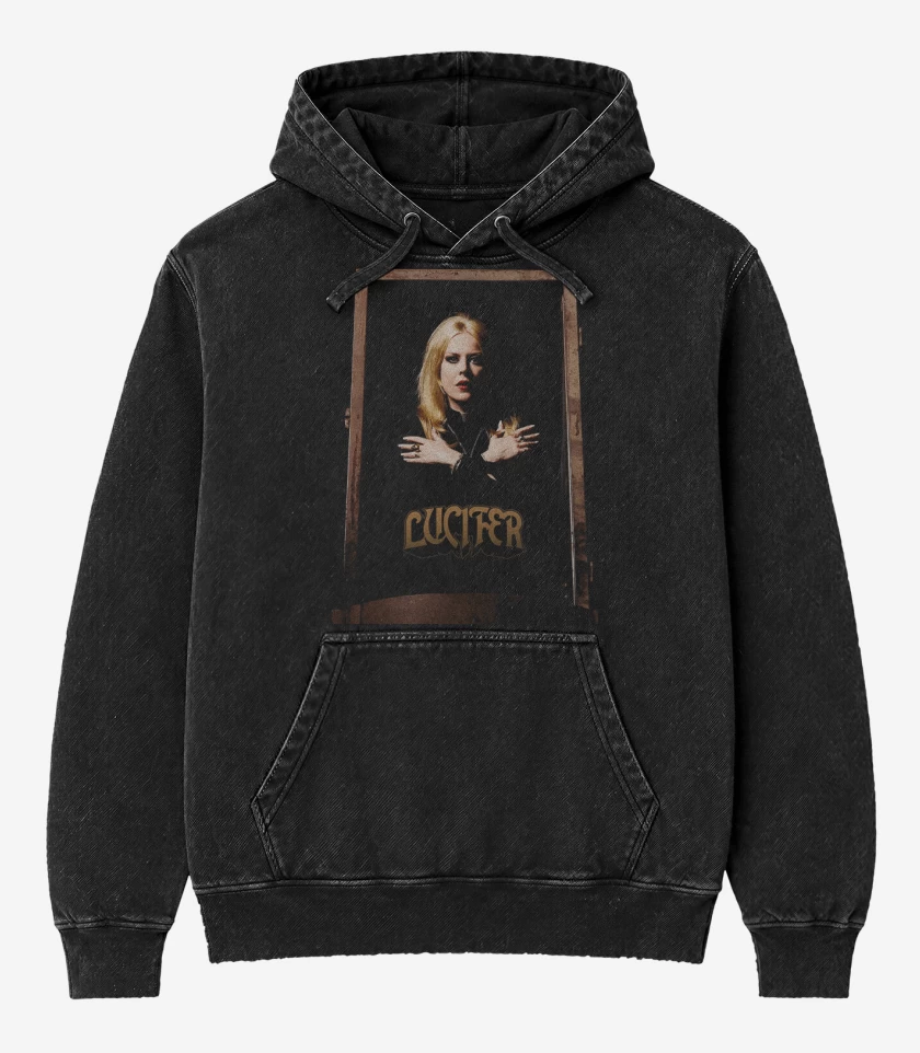Poleron Canguro Acid Wash Negro de Lucifer V