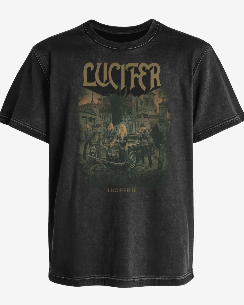 Polera desgastada Negro de Lucifer III