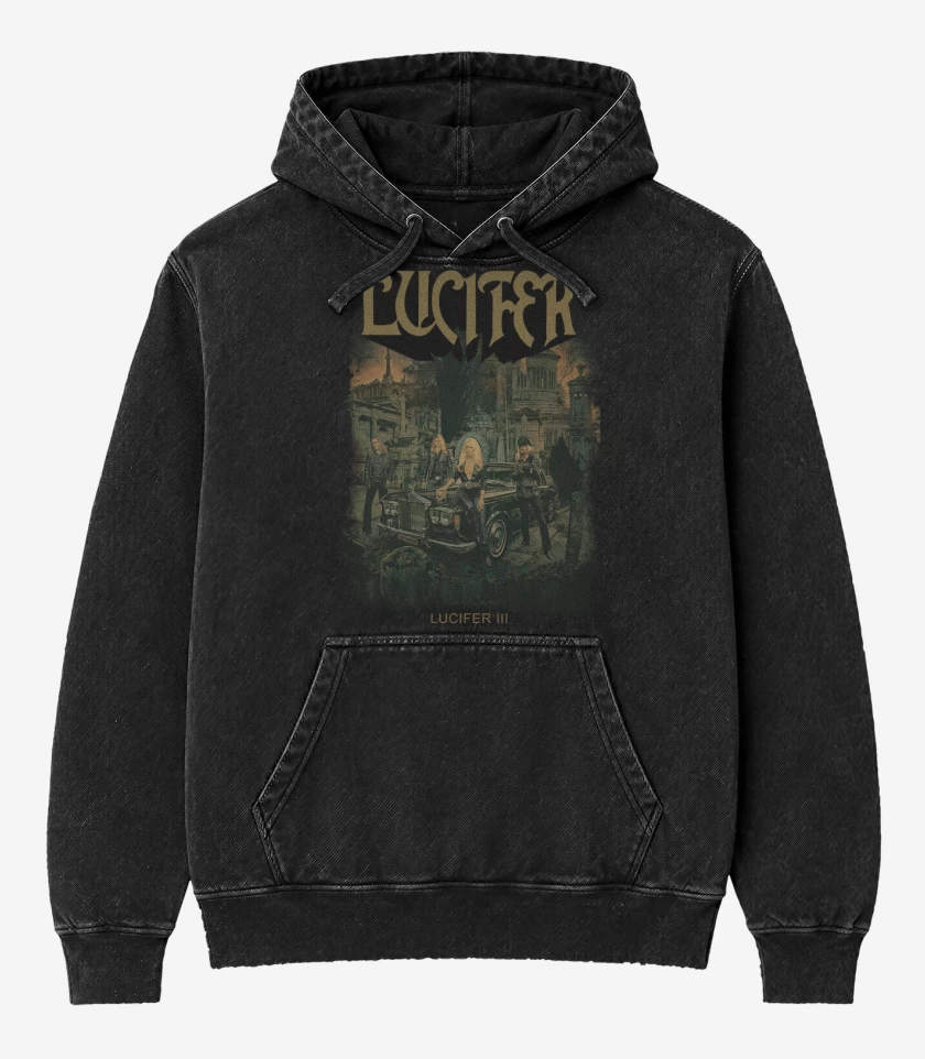 Poleron Canguro Acid Wash Negro de Lucifer III