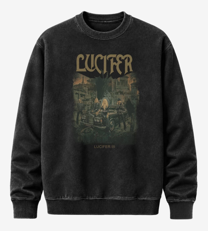 Poleron Polo Acid Wash Negro de Lucifer III