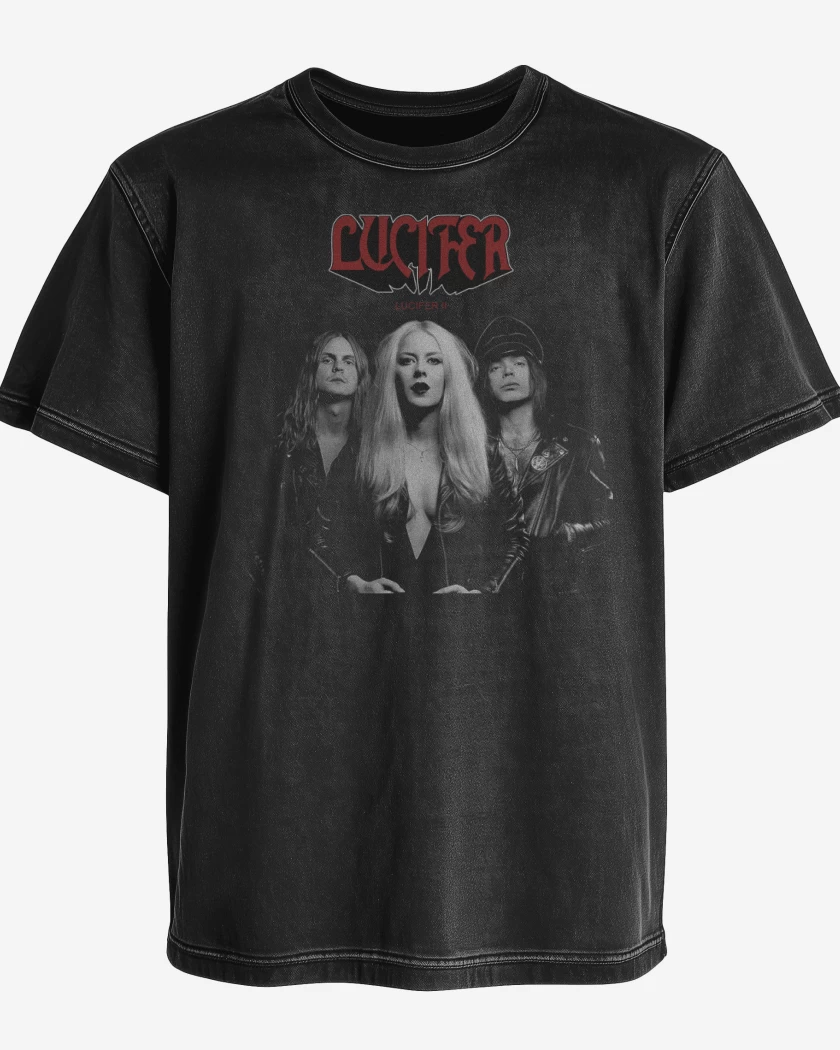 Polera desgastada Negro de Lucifer II