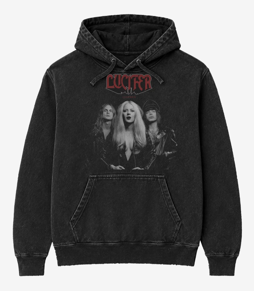 Poleron Canguro Acid Wash Negro de Lucifer II