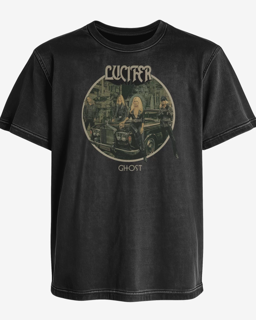 Polera desgastada Negro de Lucifer Ghost