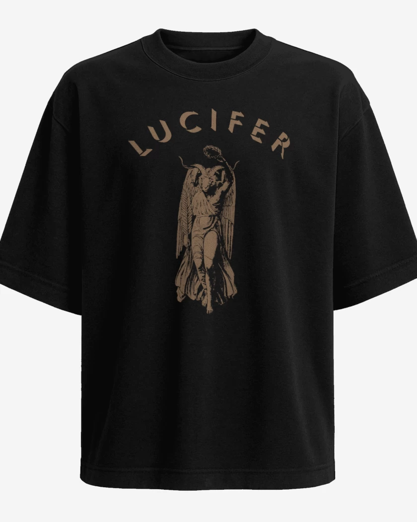 Polera Oversize Negro de Baphomet Lucifer