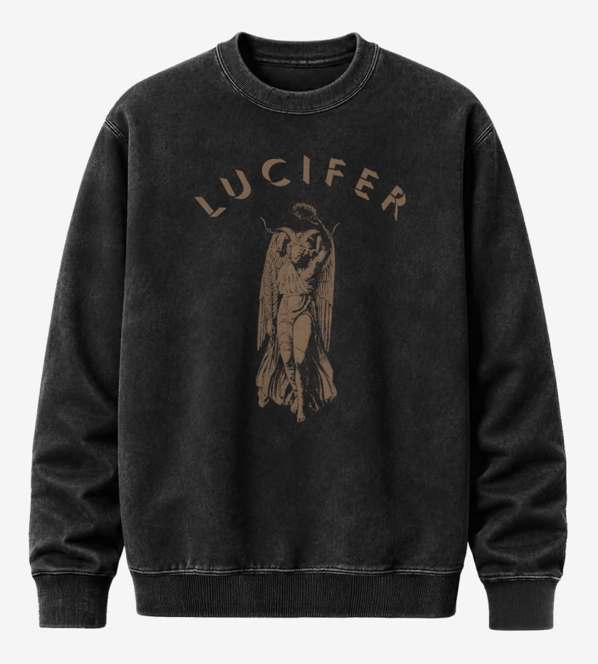 Poleron Polo Acid Wash Negro de Baphomet Lucifer