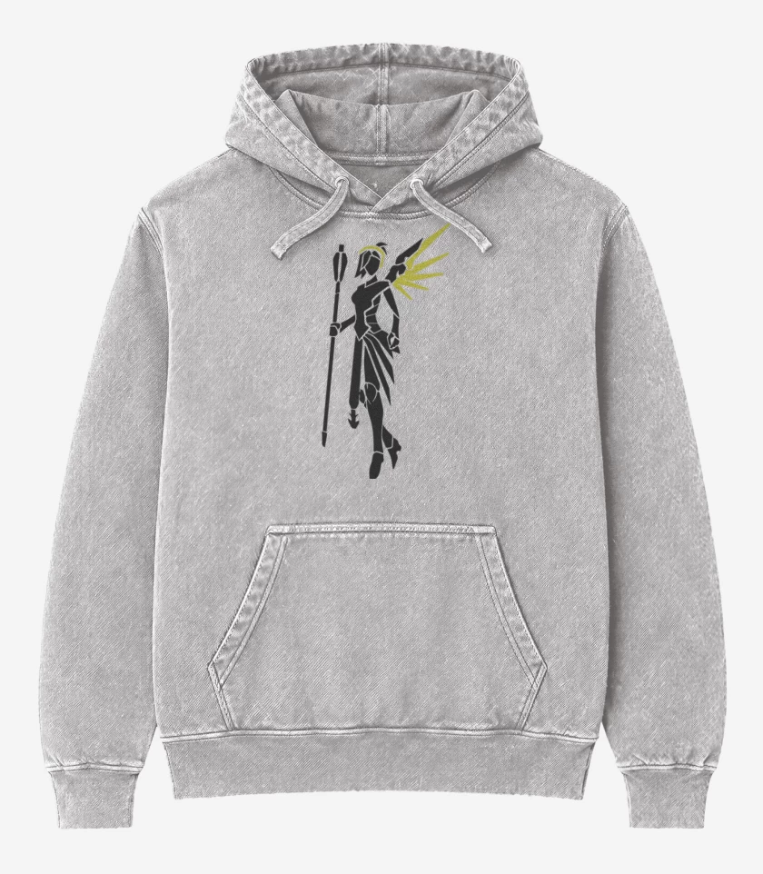 Poleron Canguro Acid Wash Gris Melange de Mercy 2