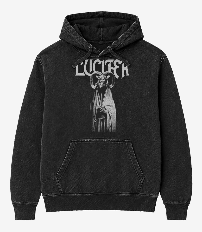 Poleron Canguro Acid Wash Negro de Live Ritual