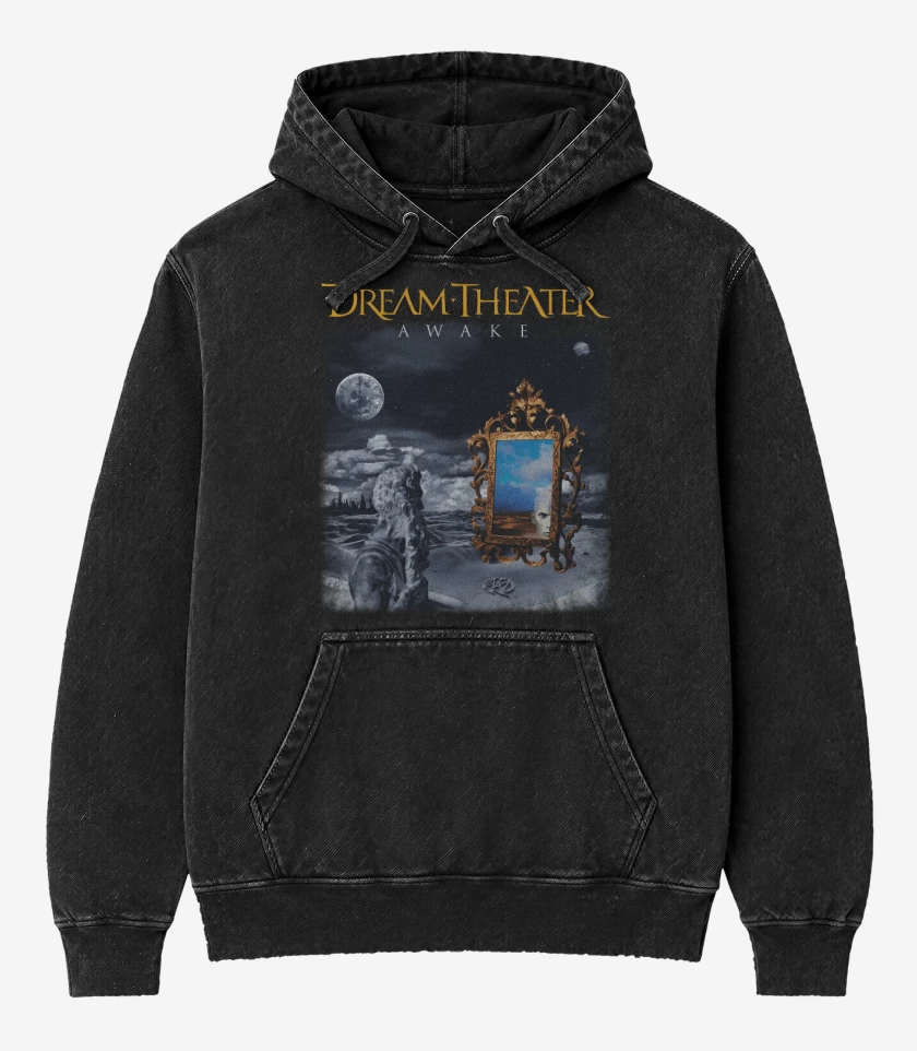 Poleron Canguro Acid Wash Negro de Dream Theater Awake