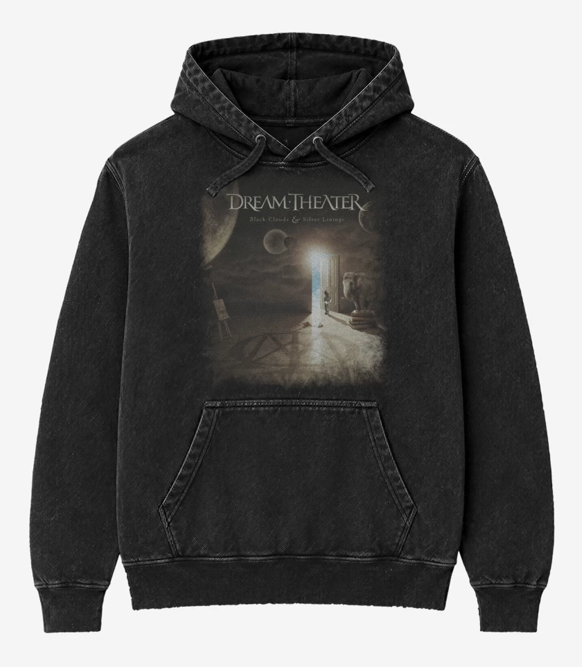 Poleron Canguro Acid Wash Negro de DT Black Clouds and Silver Linings