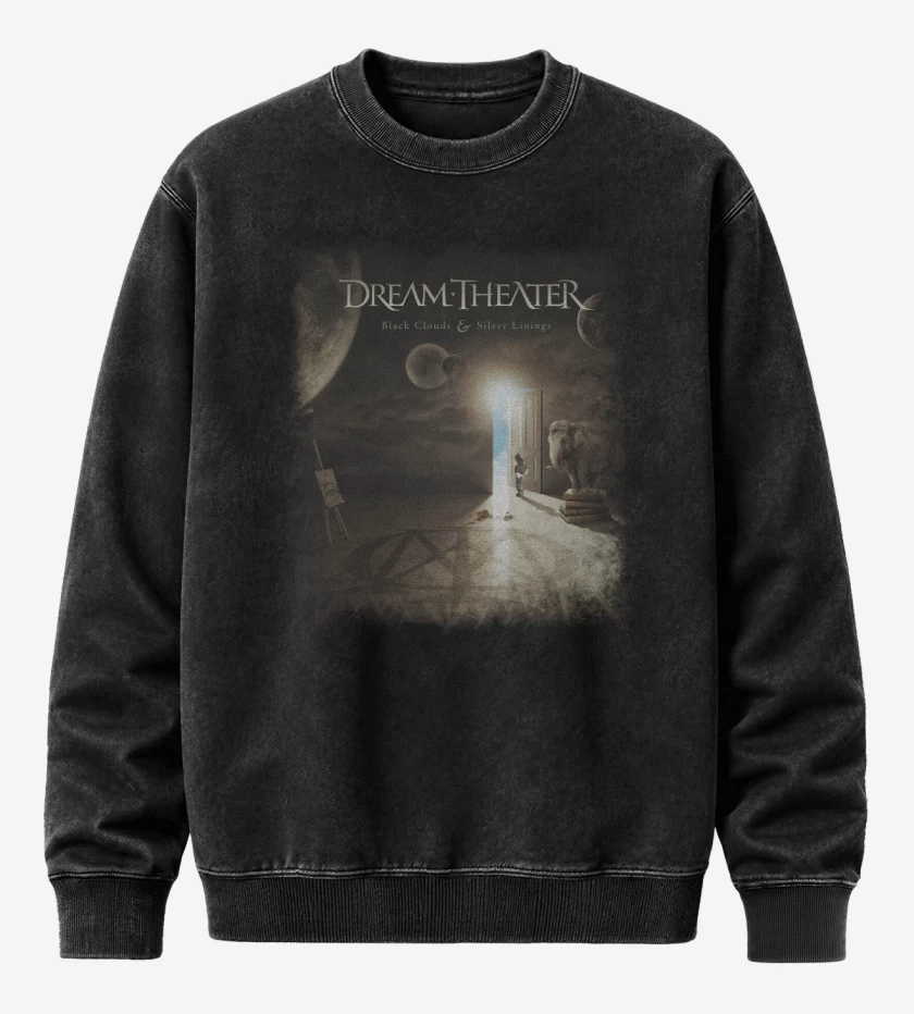 Poleron Polo Acid Wash Negro de DT Black Clouds and Silver Linings