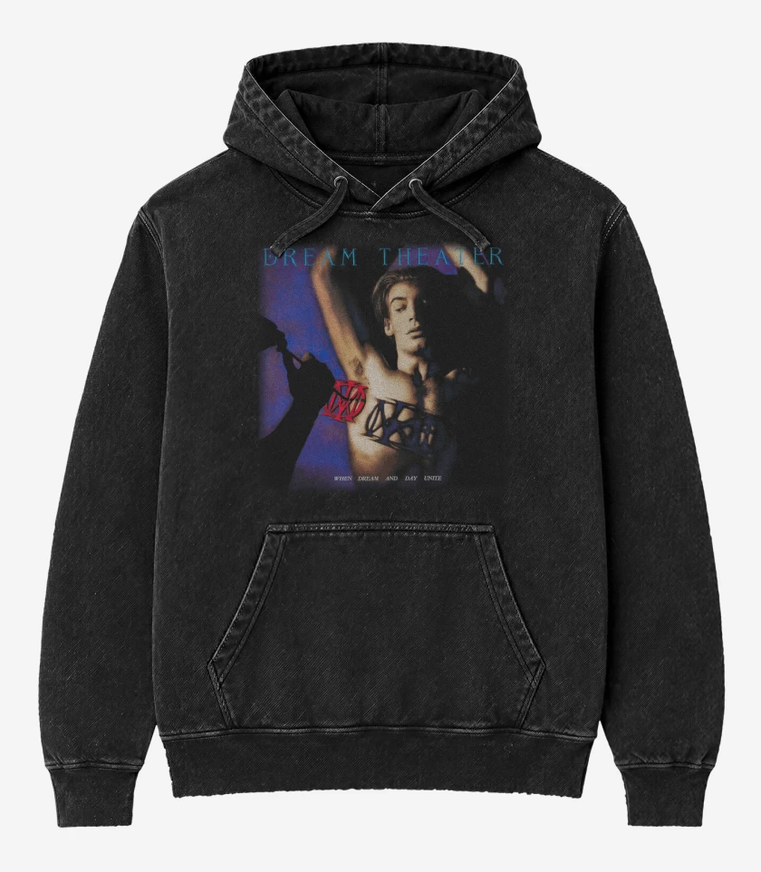 Poleron Canguro Acid Wash Negro de DT When Dream and Day Unite